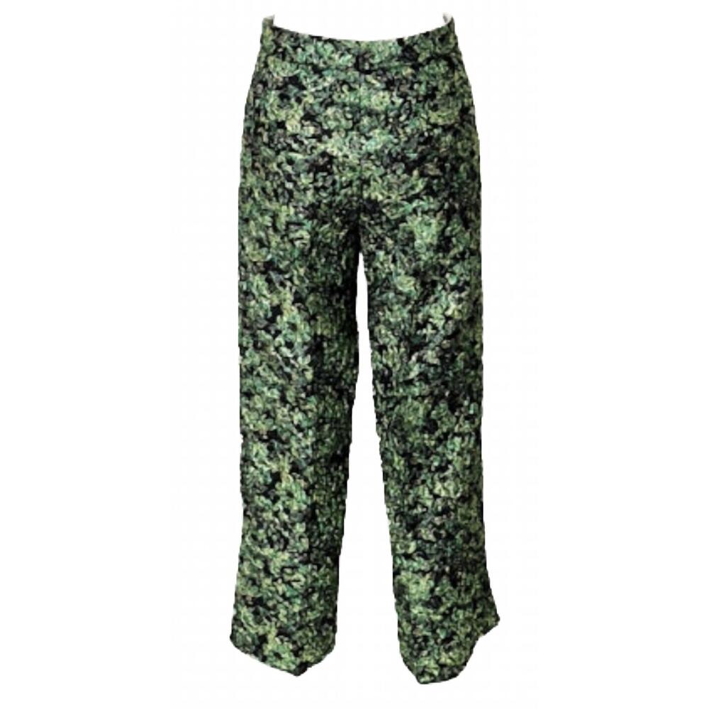 NEW ODEEH women's floral straight-legged pants in peacock green